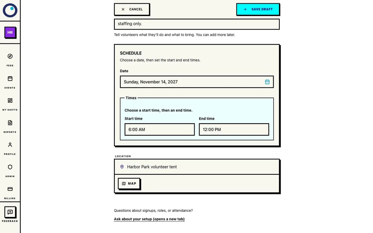 Date, hours, and meeting place in the fictional Harbor Run walkthrough