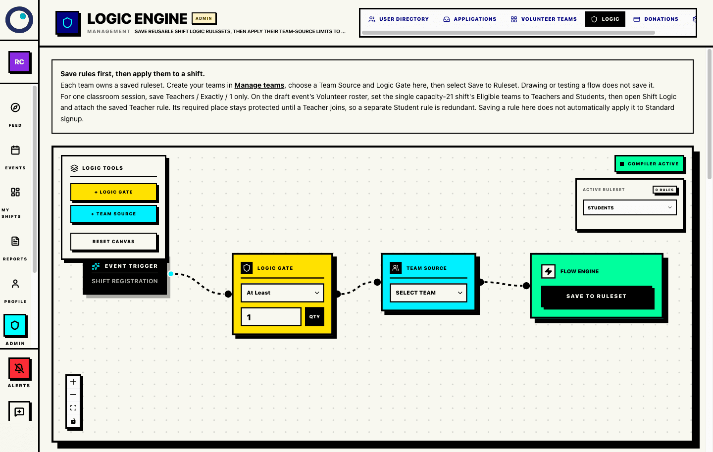 Real Proximatic Logic Engine with Students selected and zero saved rules